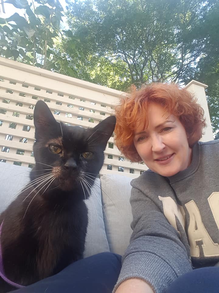 Tracy Prowse and her cat.
