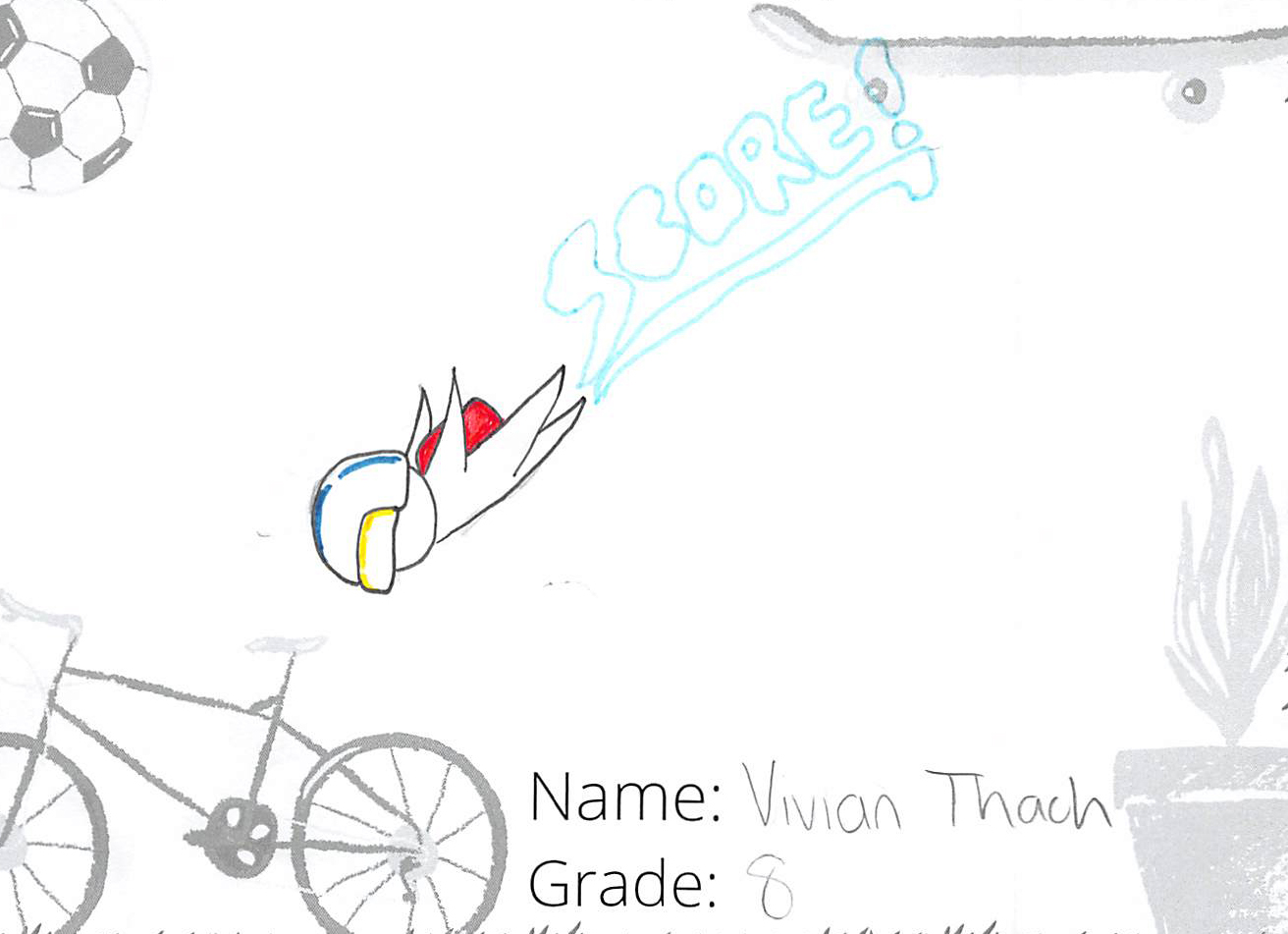 Marker drawing for the SCORE! logo contest. The drawing includes a person skydiving.