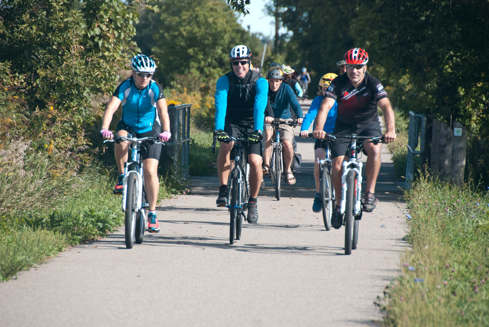 Group of adults biking