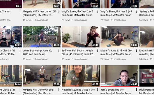 screengrab of Pulse workout videos