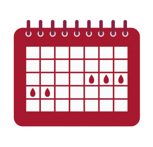 Period tracking calendar.